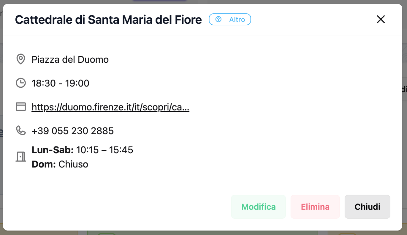 Modal Dettaglio Evento